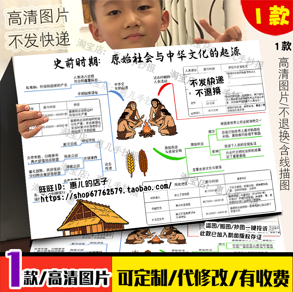 七年级上册历史思维导图史前夏商周秦汉三国两晋南北朝电子手抄报,商务/设计服务,设计素材/源文件,淘宝优惠券,粉丝福利购,淘宝优惠卷