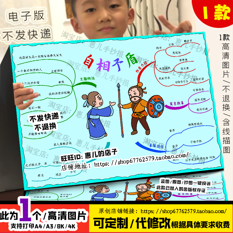 自相矛盾思维导图手抄报五年级语文下册第15课电子版小报线稿涂色,商务/设计服务,设计素材/源文件,淘宝优惠券,粉丝福利购,淘宝优惠卷