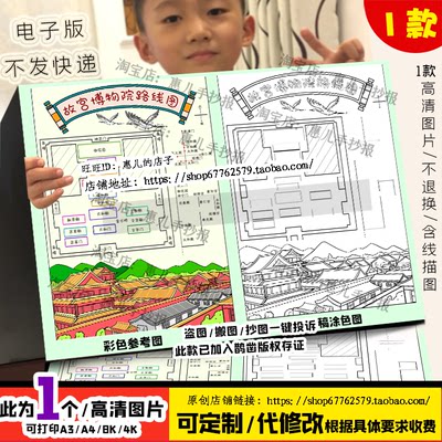 故宫博物院参观路线图手抄报游览示意图故宫景点6年级电子版小报