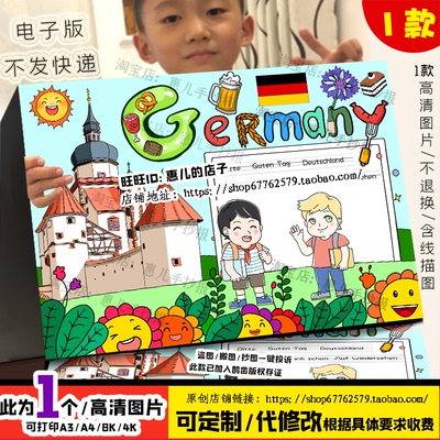 Germany德国英语手抄报走进德国美食英语一年级创意画电子小报