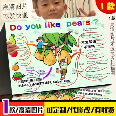 Do you like pears英语手抄报人教三年级下册你喜欢梨吗英文小报