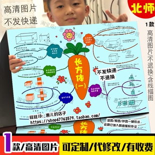 长方体思维导图北师大五年级下册二元单元数学知识总结手抄报小报