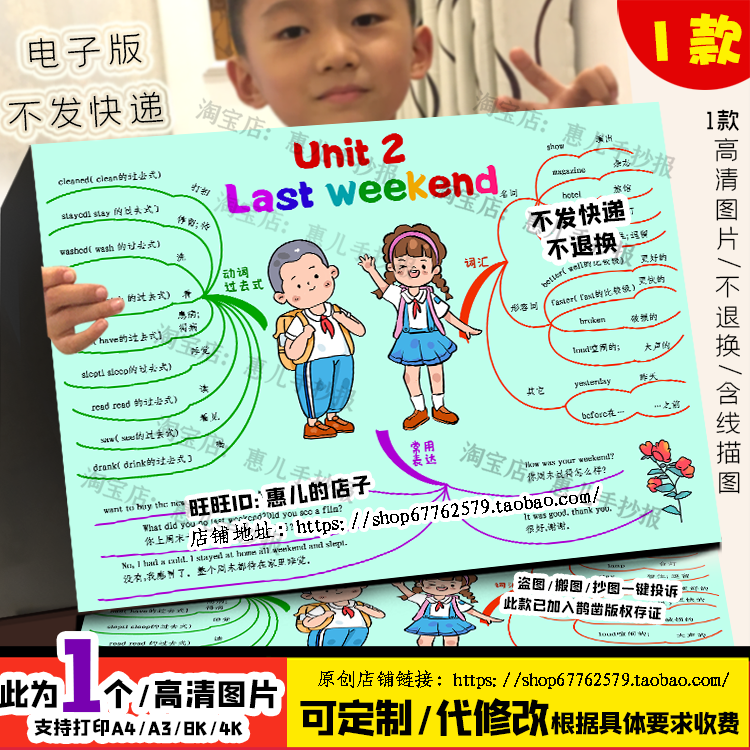 Last weekend英语思维导图人教六年级下册二单元英文电子版手抄报,商务/设计服务,设计素材/源文件,淘宝优惠券,粉丝福利购,淘宝优惠卷