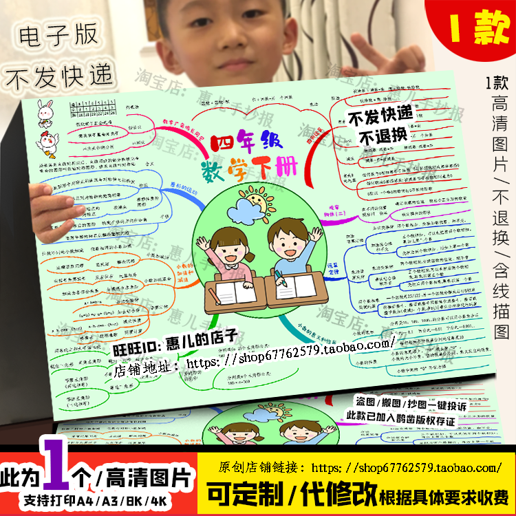 人四年级数学下册思维导图手抄报四则运算定律观察物体识电子版,商务/设计服务,设计素材/源文件,淘宝优惠券,粉丝福利购,淘宝优惠卷