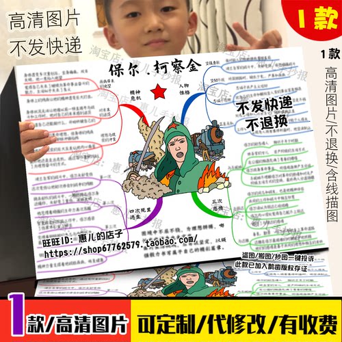 保尔柯察金人物思维导图手抄报人物性格钢铁是怎样连成的电子小报