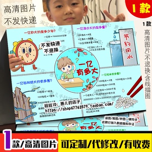 一亿有多大手抄报小学生生活中趣味数学大数的认识电子版小报线稿