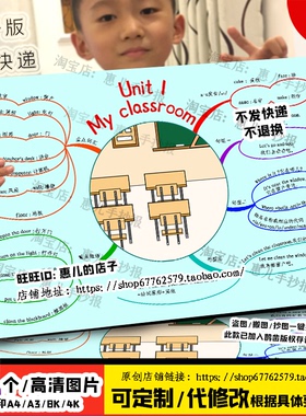 英语My classroom思维导图手抄报四年级上我的教室电子小报线稿