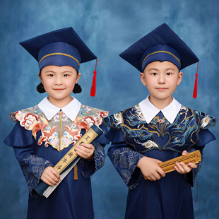 儿童博士服幼儿园学士服套装拍照礼服小学生毕业季服装男女学位服
