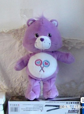 处理的，古董货  27cm Share Care Bears紫色心熊棒棒糖，10只100