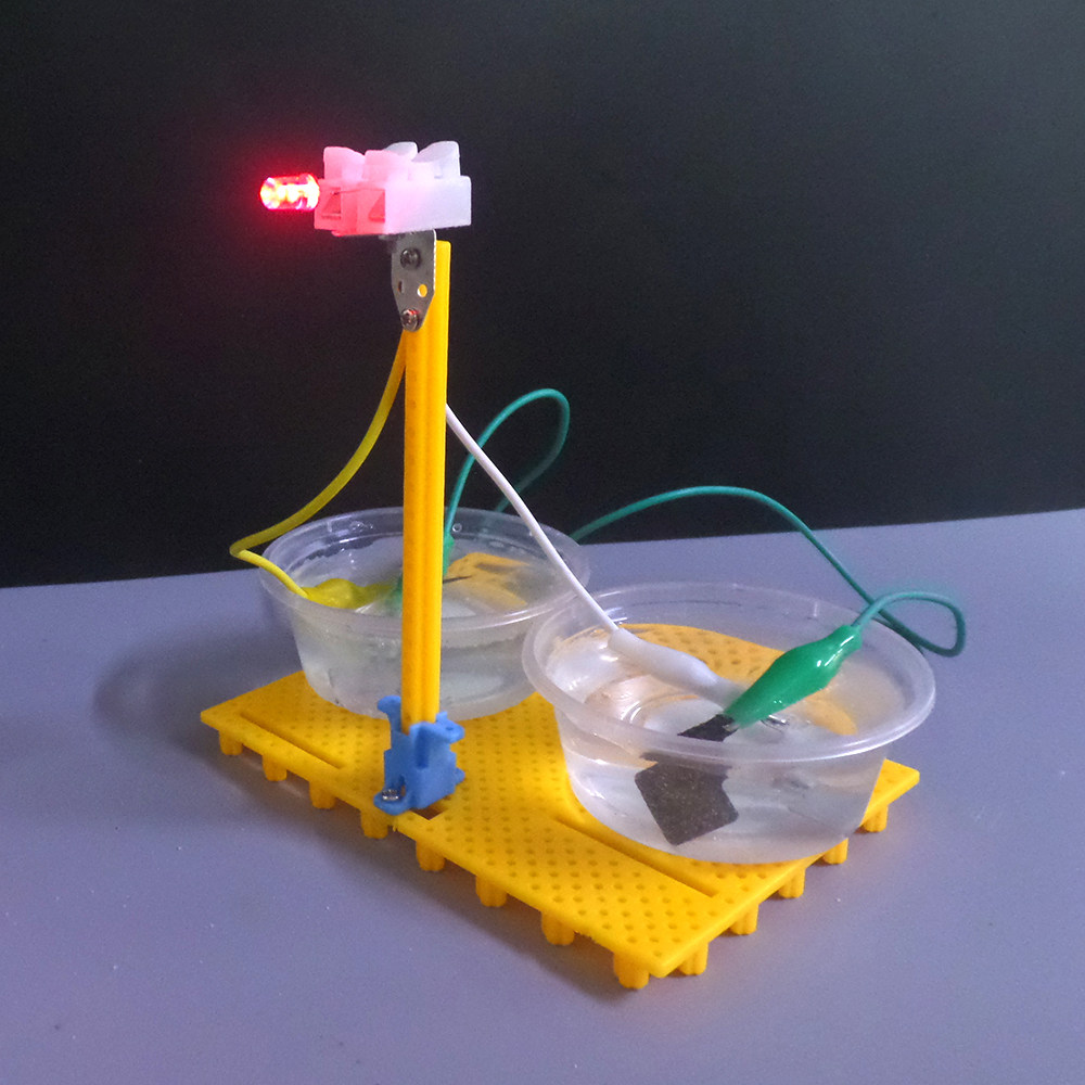 diy盐水电池动力发电迷你小台灯科学物理化学实验手工制作小模型