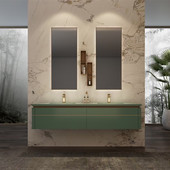 出口双盆岩板浴室柜组合意式 轻奢洗手洗脸盆绿色实木洗漱台挂墙式