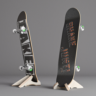 双翘路冲滑板雪板收纳实木展示陈列架滑板滑雪板底座滑板坐式支架