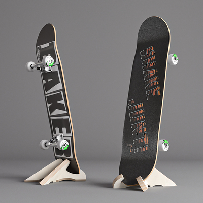 双翘路冲滑板雪板收纳实木展示陈列架滑板滑雪板底座滑板坐式支架