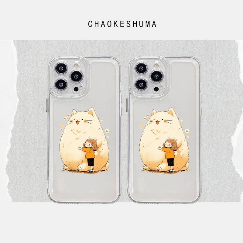 可爱小胖猫适用iphone15promax手机壳苹果14防摔13小众12全包11软xr硅胶7/8p软套