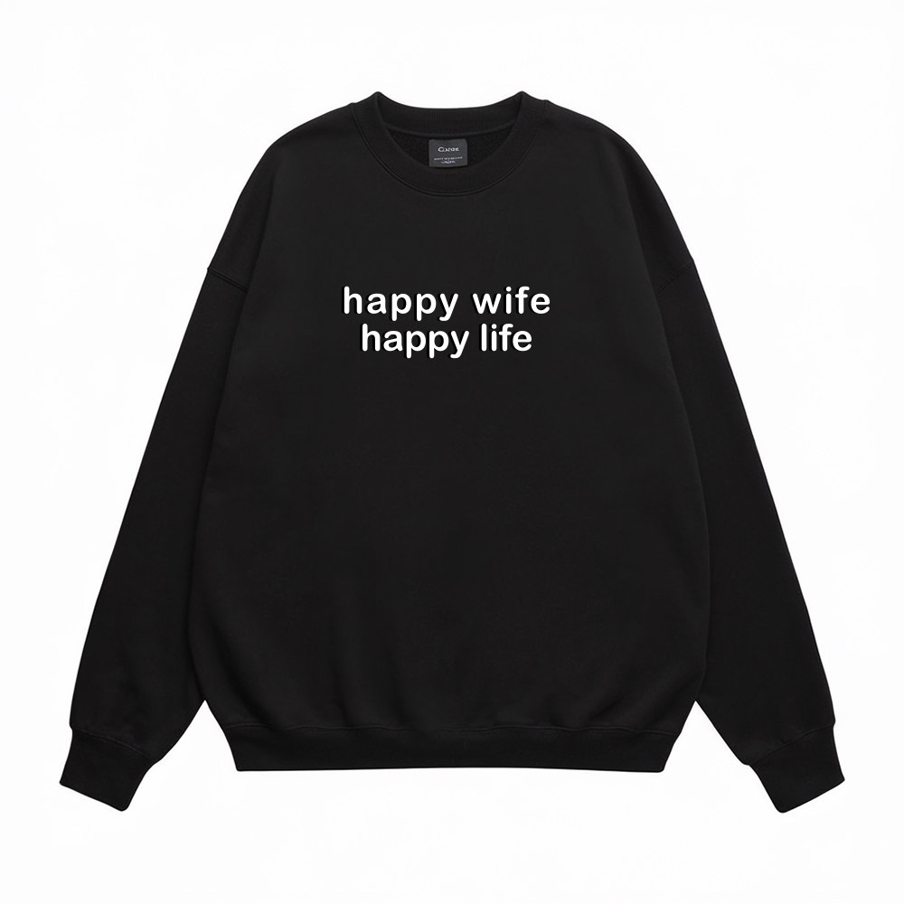 happywife小众字母设计感卫衣