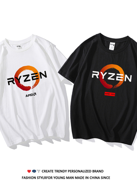 AMD RYZEN锐龙线程撕裂者夏季纯棉圆领短袖T恤极客信仰上衣半袖衫