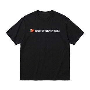 You're absolutely right短袖T恤男Claude极客程序员纯棉宽松半袖