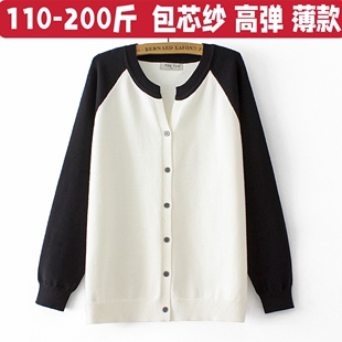 大码孕妇春装薄款针织上衣外套圆领时尚显瘦休闲宽松打底开衫百搭