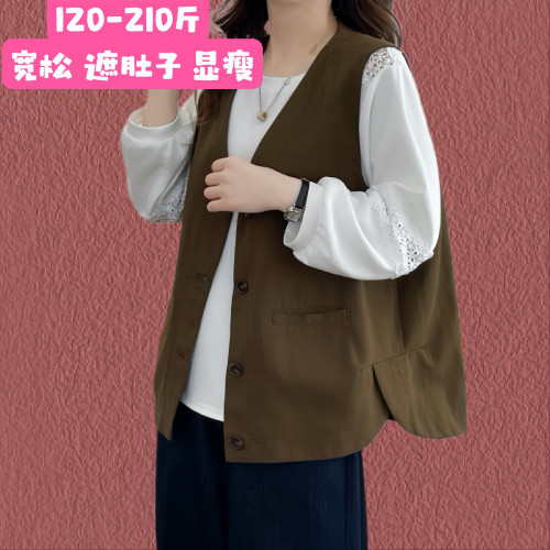 孕妇装春秋马甲宽松大码200斤百搭显瘦韩版遮肚无袖坎肩背心上衣a