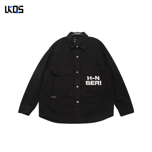 骆克骑士潮牌25秋微阔长袖衬衫男衬衣休闲基础款青少年外套高级感