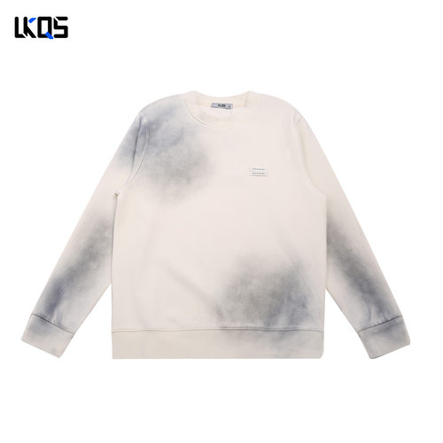 骆克骑士潮牌25秋圆领卫衣男合身简约长袖扎染上衣套头外穿打底