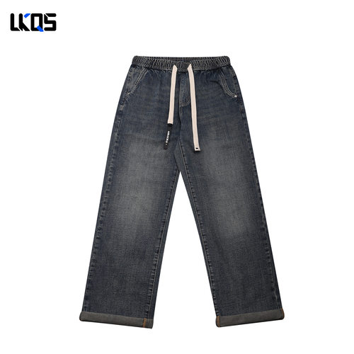 骆克骑士潮牌25秋男士牛仔裤微阔个性穿搭潮流时尚休闲裤多口袋