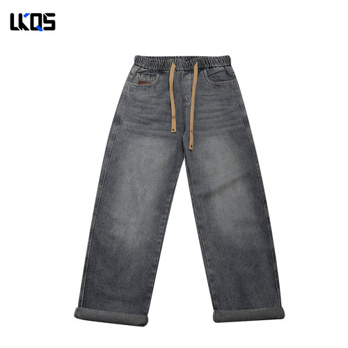 骆克骑士潮牌25秋男士牛仔裤微阔个性穿搭潮流时尚休闲裤多口袋