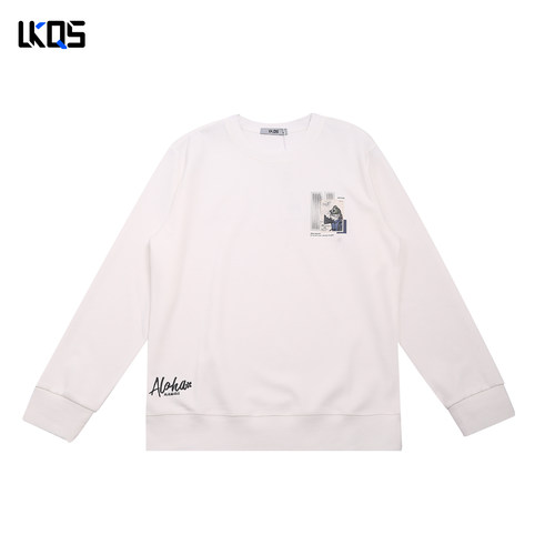 骆克骑士潮牌25秋经典款圆领卫衣男合身简约长袖上衣套头外穿打底