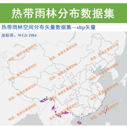 全国热带雨林空间分布矢量数据集shp矢量GIS出图热带雨林范围边界