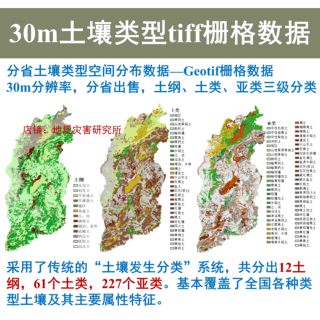 中国各省30m土壤类型空间分布数据tif栅格gis土壤土纲大类亚类