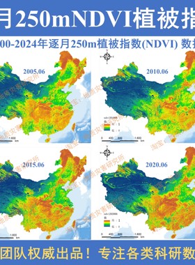2000-2024中国逐月250m植被指数NDVI栅格Tiff数据集GIS植被强度