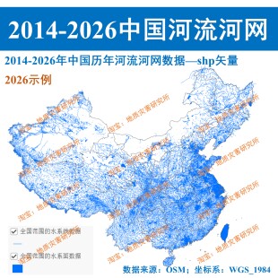 2014-2026年中国历年河流水系河网shp矢量数据运河水库灌渠gis图