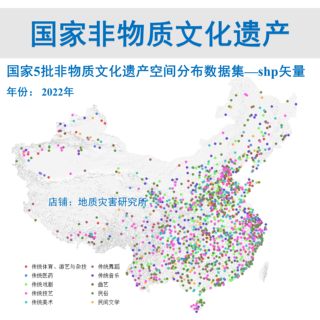 国家级非物质文化遗产空间分布数据集shp矢量arcgis出图2022