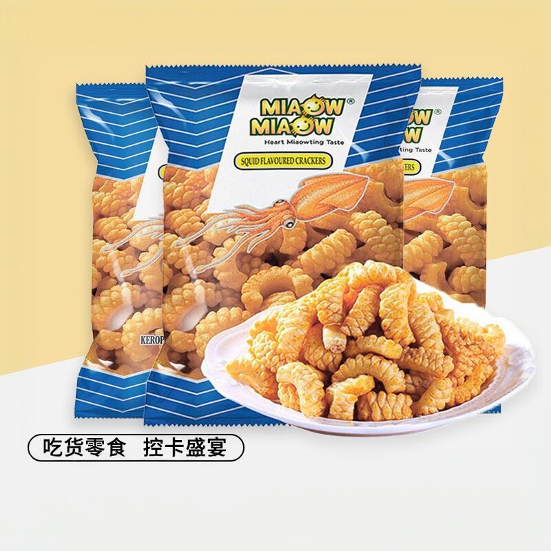 马来西亚进口妙妙鱿鱼卷虾条片薯片烧烤味组合膨化零食品60G*6袋