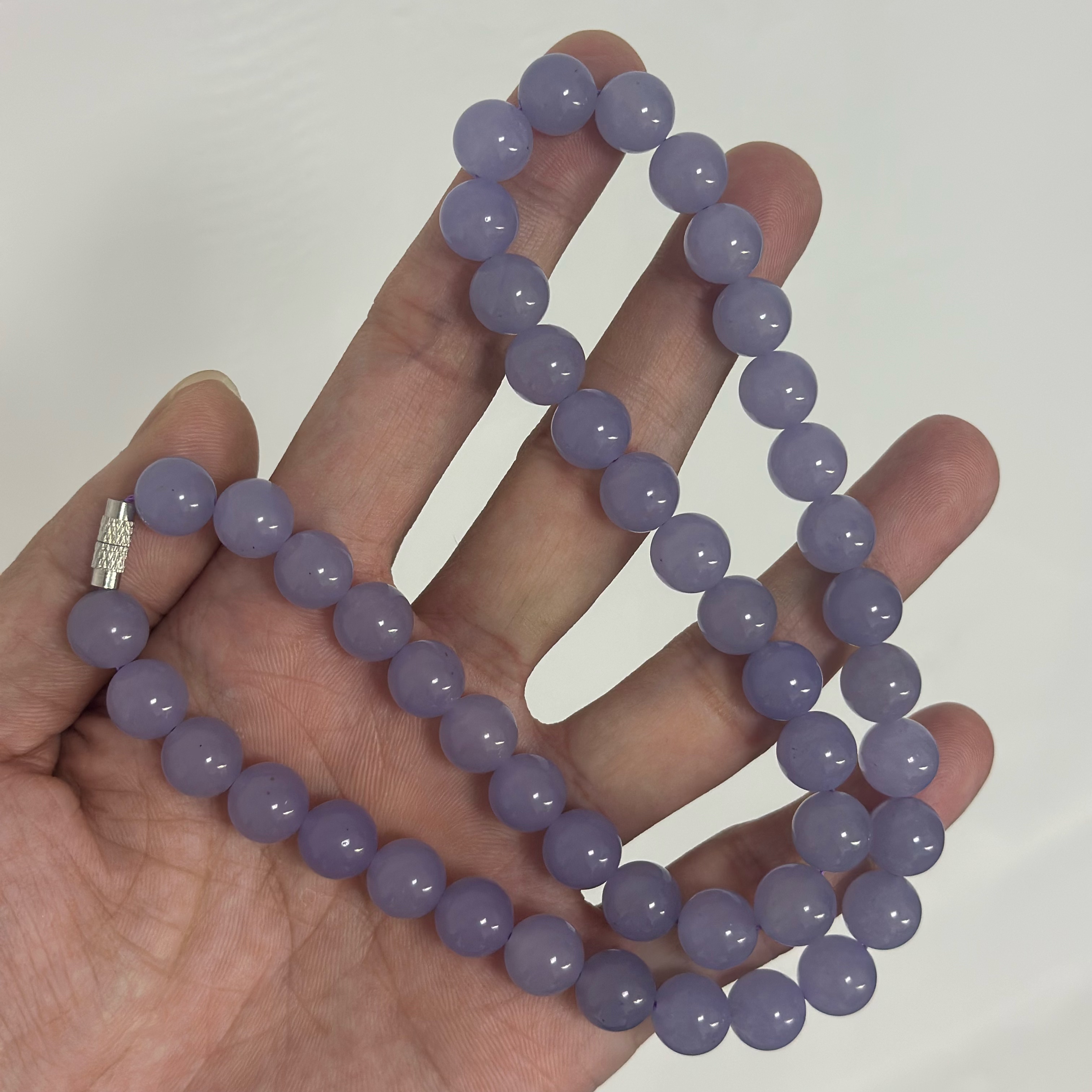 紫罗兰卡10mm 糯冰种A货翡翠圆珠48颗项链危地马拉料正品粉丝福利