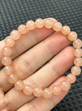 卡8mm 天然和田玉藕粉圆珠手串青海老料23颗保正品支持复检清货价