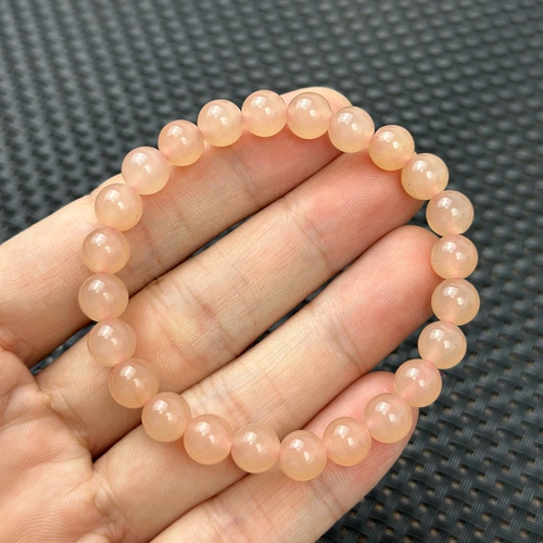 卡8mm 天然和田玉藕粉圆珠手串青海老料23颗保正品支持复检清货价