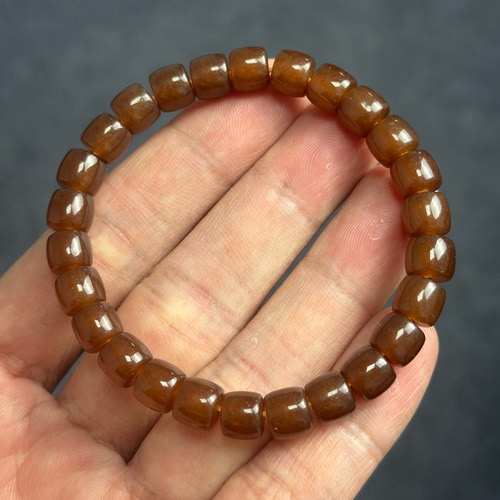 卡8mm 天然和田玉青海料黄金糖直切桶珠手串正品保障粉丝福利价