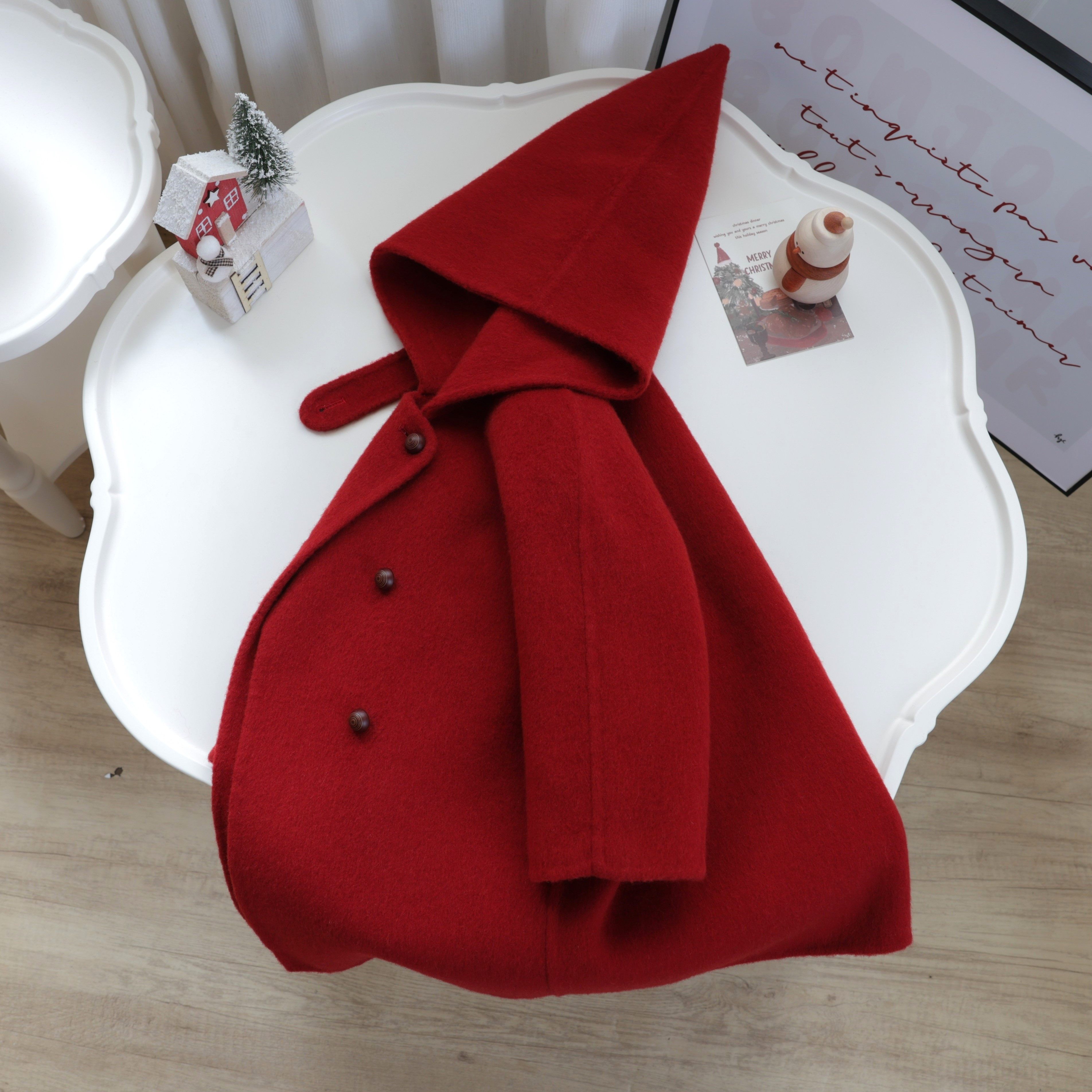 圣诞新年儿童双面骆驼绒+绵羊毛手工大衣女童可爱尖帽复古风外套,童装/婴儿装/亲子装,呢大衣,淘宝优惠券,粉丝福利购,淘宝优惠卷