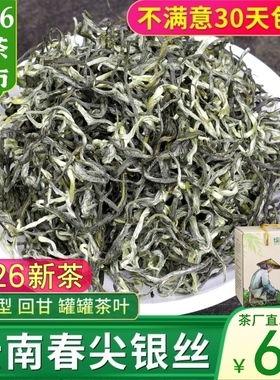 春尖绿茶2026新茶特级云南绿茶滇绿毛尖银丝罐罐茶叶浓香型500g