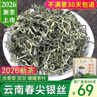 春尖绿茶2026新茶特级云南绿茶滇绿毛尖银丝罐罐茶叶浓香型500g