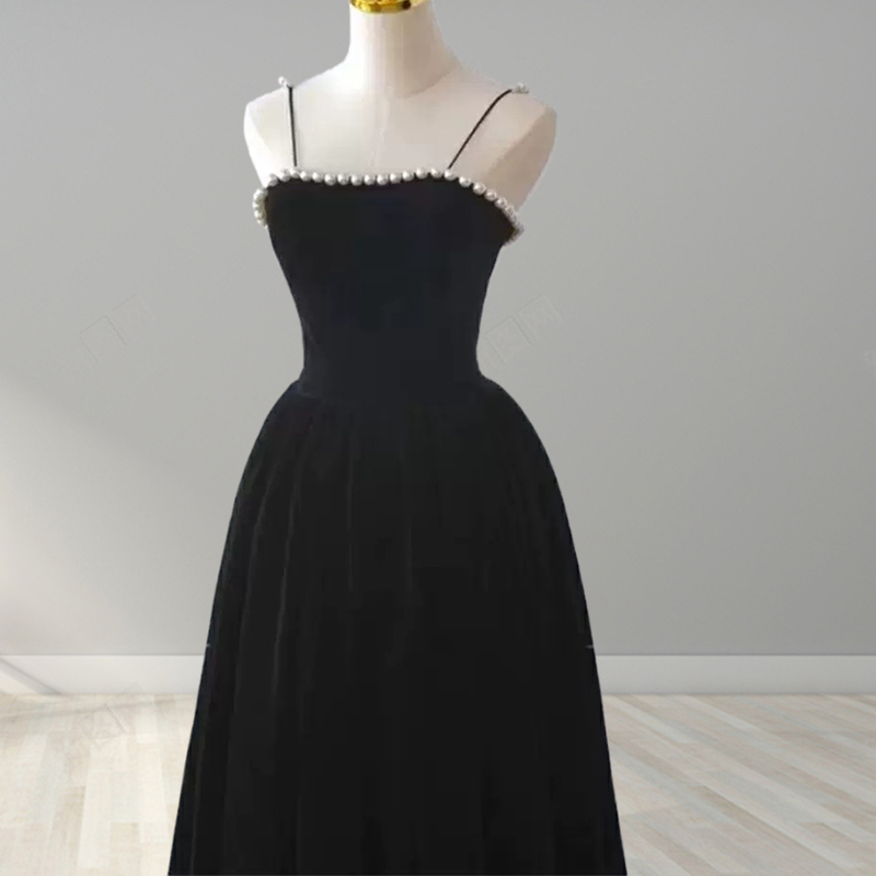 秀艺然绑带礼服无袖坠地长裙钉珠