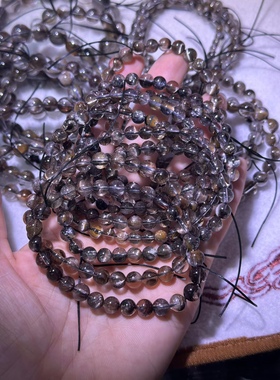 上新！厂家直销一手货源！天然水晶黑银钛手链咖啡钛手串超性价比