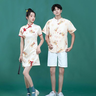 新中式情侣旗袍结婚伴娘衣服