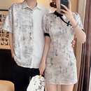 套装 新中式 国风改良旗袍穿搭结婚高级感短袖 夏装 一裙一衣潮 情侣装