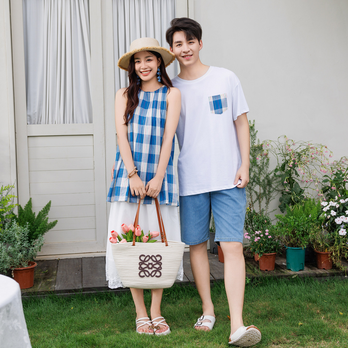 沙滩情侣装夏季套装海南三亚海边穿搭衣服大码云南大码度假连衣裙