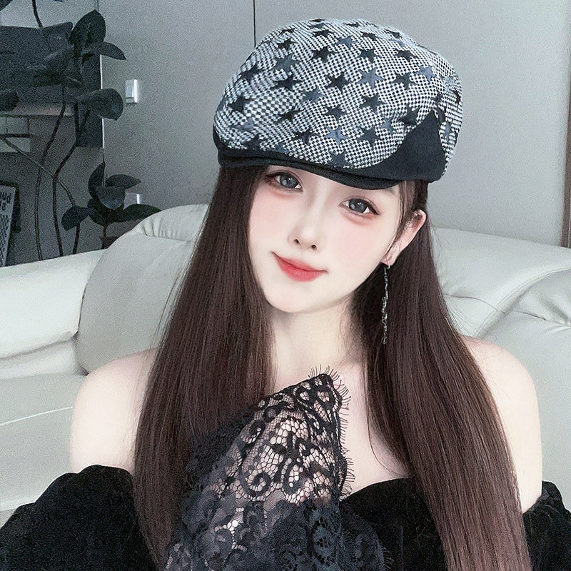 复古英伦前进帽子女时尚水洗百搭正品爆款韩版贝雷帽秋冬款鸭舌帽