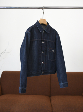 颖颖家 意大利丹宁牛仔棉 明线撞色后背捏褶设计感牛仔外套 W1442