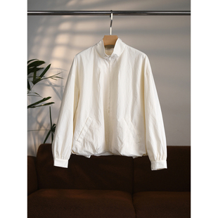 强推 褶皱纸感棉抽绳下摆拉链立领气球夹克外套W2157 颖颖家