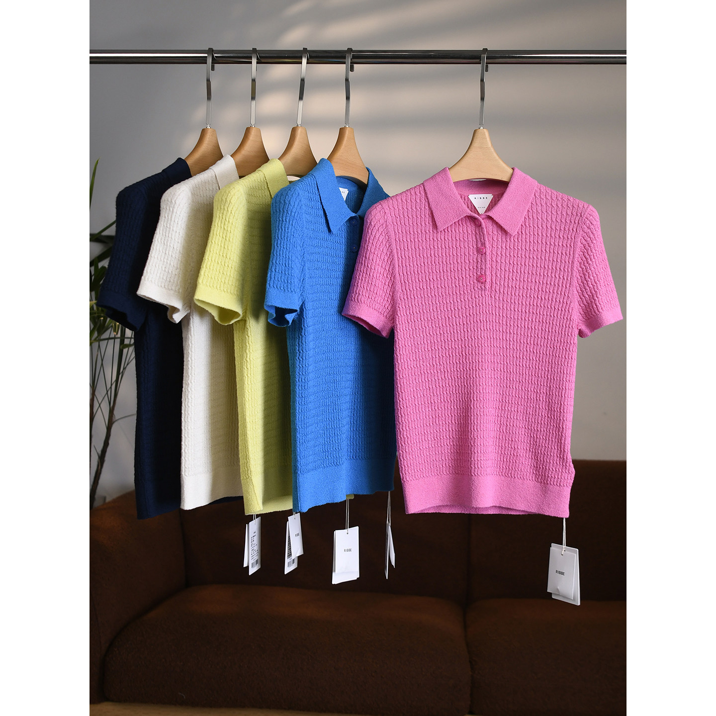 【颖颖家】匠心R系桑蚕丝锦纶糖果色扭绳麻花翻领Polo短袖W2099
